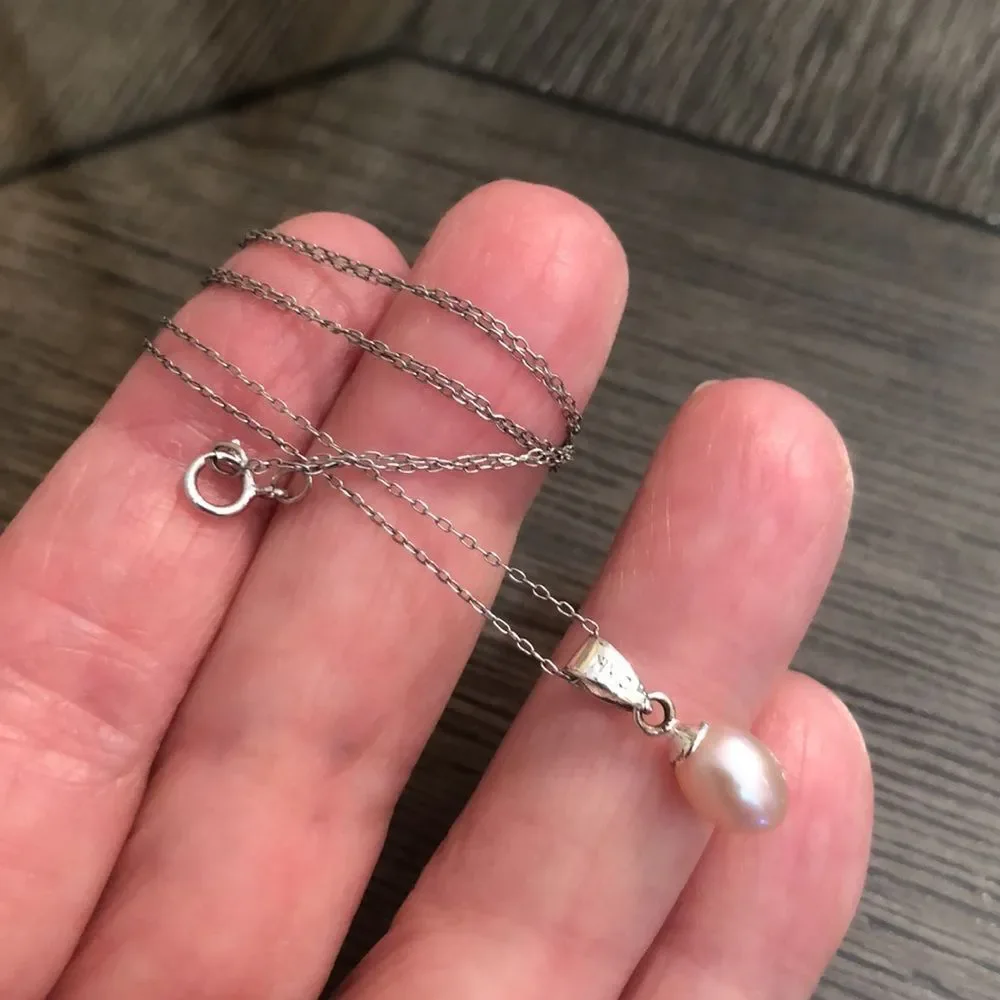 Nataliya V Collister NVC Pink Pearl Drop Sterling Silver Necklace